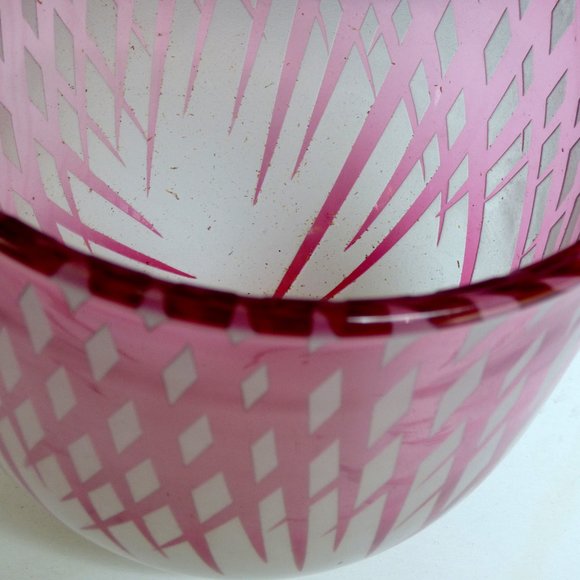 Jim Engebretson & Renee Nielsen Sculpture Art Hand Glass Vase Bowl Diamond Pink - Picture 6 of 9